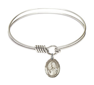 St Finnian of Clonard Round Eye Hook Bangle Bracelet - Sterling Silver Charm - 6.25 Inch 9308SS St Finnian of Clonard Round Eye Hook Bangle Bracelet - Sterling Silver Charm - 6.25 Inch 9308SS