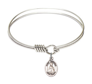 St Winifred of Wales Round Eye Hook Bangle Bracelet - Sterling Silver Charm - 6.25 Inch 9419SS St Winifred of Wales Round Eye Hook Bangle Bracelet - Sterling Silver Charm - 6.25 Inch 9419SS