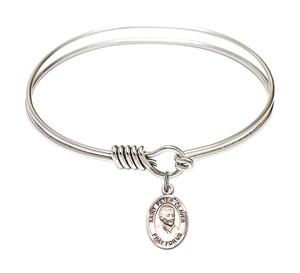 St Peter Claver Round Eye Hook Bangle Bracelet - Sterling Silver Charm - 6.25 Inch 9442SS St Peter Claver Round Eye Hook Bangle Bracelet - Sterling Silver Charm - 6.25 Inch 9442SS