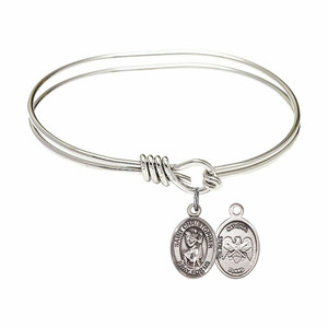 St Christopher - National Guard Eye Hook Bangle Bracelet - Sterling Silver Charm 9022SS5 St Christopher - National Guard Eye Hook Bangle Bracelet - Sterling Silver Charm 9022SS5