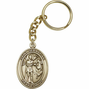 Bliss Manufacturing Inc St Sebastian Keychain - Gold Finish