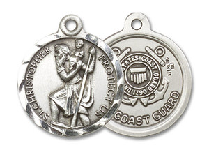 St Christopher Coast Guard Medal - Sterling Silver 7/8 x 3/4 Round Pendant 0192SS3 St Christopher Coast Guard Medal - Sterling Silver 7/8 x 3/4 Round Pendant 0192SS3