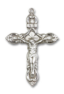 Extra Large Embellished Crucifix Pendant - Sterling Silver 1 7/8 x 1 1/4 0646SS Extra Large Embellished Crucifix Pendant - Sterling Silver 1 7/8 x 1 1/4 0646SS