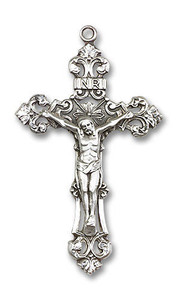 Extra Large Embellished Crucifix Pendant - Sterling Silver 1 7/8 x 1 1/8 0647SS Extra Large Embellished Crucifix Pendant - Sterling Silver 1 7/8 x 1 1/8 0647SS