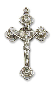 Oversized Embellished Crucifix Pendant - Sterling Silver 2 1/8 x 1 1/4 0654SS Oversized Embellished Crucifix Pendant - Sterling Silver 2 1/8 x 1 1/4 0654SS