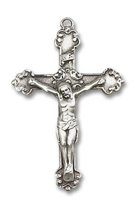 Extra Large Embellished Crucifix Pendant - Sterling Silver 1 5/8 x 1 0656SS Extra Large Embellished Crucifix Pendant - Sterling Silver 1 5/8 x 1 0656SS
