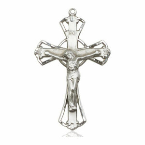 Large Cut Out Crucifix Pendant - Sterling Silver 1 1/4 x 3/4 0659SS Large Cut Out Crucifix Pendant - Sterling Silver 1 1/4 x 3/4 0659SS