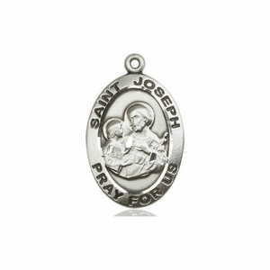 Large St Joseph Medal - Sterling Silver 1 x 5/8 Oval Pendant 4024SS Large St Joseph Medal - Sterling Silver 1 x 5/8 Oval Pendant 4024SS