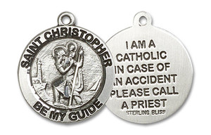 St Christopher I Am A Catholic Medal - Sterling Silver 3/4 x 3/4 Round Pendant 4049SS St Christopher I Am A Catholic Medal - Sterling Silver 3/4 x 3/4 Round Pendant 4049SS