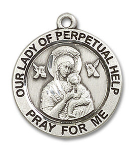 Our Lady of Perpetual Help Medal - Sterling Silver 3/4 x 3/4 Round Pendant 4062SS Our Lady of Perpetual Help Medal - Sterling Silver 3/4 x 3/4 Round Pendant 4062SS