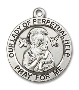 Our Lady of Perpetual Help Medal - Sterling Silver 7/8 x 7/8 Round Pendant 4077SS Our Lady of Perpetual Help Medal - Sterling Silver 7/8 x 7/8 Round Pendant 4077SS