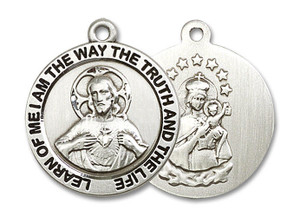 Large Scapular Medal - Sterling Silver 3/4 x 1/2 Round Pendant 4083SS Large Scapular Medal - Sterling Silver 3/4 x 1/2 Round Pendant 4083SS