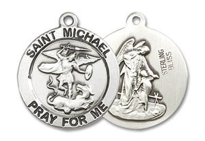 St Michael Medal - Sterling Silver 3/4 x 3/4 Round Pendant 4057SS St Michael Medal - Sterling Silver 3/4 x 3/4 Round Pendant 4057SS