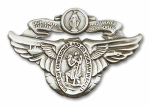 St Christopher and Our Lady of the Highway Visor Clip - Silver Finish 1017V St Christopher and Our Lady of the Highway Visor Clip - Silver Finish 1017V
