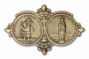 St Christopher and Our Lady of the Highway Visor Clip - Gold Finish 1024VG St Christopher and Our Lady of the Highway Visor Clip - Gold Finish 1024VG