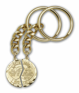 Mizpah Keychains - Gold-Plated Coin/Gold Finish Chain - Small Mizpah Keychains - Gold-Plated Coin/Gold Finish Chain - Small