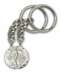 Mizpah Keychains - Silver-Plated Coin/Silver Finish Chain - Small Mizpah Keychains - Silver-Plated Coin/Silver Finish Chain - Small