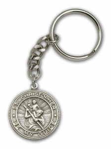 St Christopher Keychain - Silver Finish St Christopher Keychain - Silver Finish