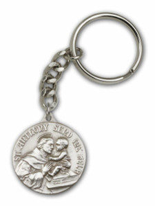St Anthony Keychain - Silver Finish