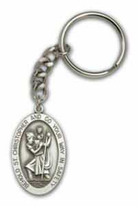 St Christopher Keychain - Silver Finish 5851SRCS