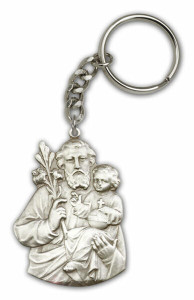St Joseph Keychain - Silver Finish 5859SRCS