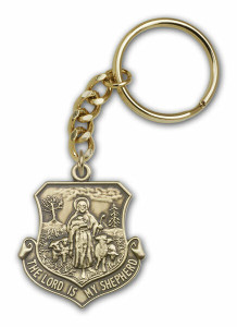 Lord Is My Shepherd Medal Keychain - Gold Finish Lord Is My Shepherd Medal Keychain - Gold Finish