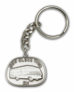 God Bless This RV Keychain - Silver Finish
