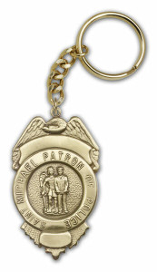 St Michael-Police Keychain - Gold Finish St Michael-Police Keychain - Gold Finish