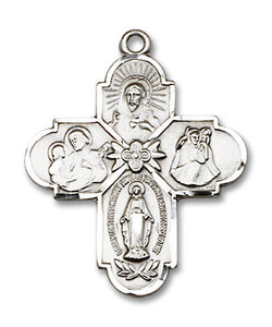 Large 4-Way Medal - Sterling Silver 1 x 7/8 Pendant 0043SS Large 4-Way Medal - Sterling Silver 1 x 7/8 Pendant 0043SS