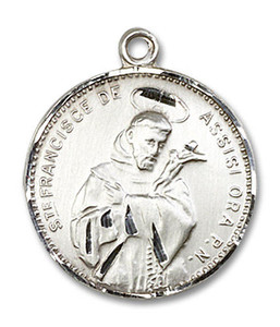 St Francis of Assisi Ora Pro Nobis Medal - Sterling Silver 7/8 x 3/4 Round Pendant 0101SS St Francis of Assisi Ora Pro Nobis Medal - Sterling Silver 7/8 x 3/4 Round Pendant 0101SS