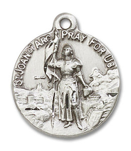 St Joan of Arc Medal - Sterling Silver 7/8 x 3/4 Round Pendant 0193SS St Joan of Arc Medal - Sterling Silver 7/8 x 3/4 Round Pendant 0193SS