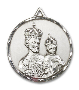 Extra Large St Joseph with Jesus Medal - Sterling Silver 1 3/8 x 1 1/4 Round Pendant 0201KSS Extra Large St Joseph with Jesus Medal - Sterling Silver 1 3/8 x 1 1/4 Round Pendant 0201KSS