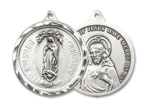 Our Lady of Guadalupe Medal - Sterling Silver 1 3/8 x 1 1/4 Round Pendant 0203FSS Our Lady of Guadalupe Medal - Sterling Silver 1 3/8 x 1 1/4 Round Pendant 0203FSS