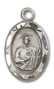Embellished St Jude Medal Charm - Sterling Silver Oval Pendant 0301JSS Embellished St Jude Medal Charm - Sterling Silver Oval Pendant 0301JSS