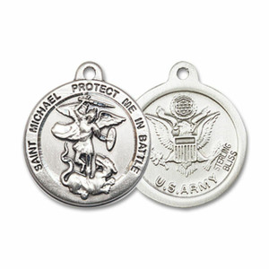 St Michael Army Medal - Sterling Silver 3/4 x 3/4 Round Pendant 0344SS2 St Michael Army Medal - Sterling Silver 3/4 x 3/4 Round Pendant 0344SS2
