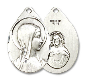Sorrowful Mother Scapular Medal - Sterling Silver 7/8 x 1/2 Oval Pendant 0599SS Sorrowful Mother Scapular Medal - Sterling Silver 7/8 x 1/2 Oval Pendant 0599SS