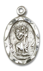 St Christopher Medal - Sterling Silver 3/4 x 3/8 Oval Pendant 0612CSS St Christopher Medal - Sterling Silver 3/4 x 3/8 Oval Pendant 0612CSS