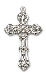 Oversized Embellished Cross Pendant - Sterling Silver 2 1/8 x 1 1/4 0648YSS Oversized Embellished Cross Pendant - Sterling Silver 2 1/8 x 1 1/4 0648YSS