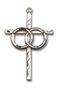 Large Wedding Rings Cross Pendant - Sterling Silver 1 1/8 x 3/4 0671SS Large Wedding Rings Cross Pendant - Sterling Silver 1 1/8 x 3/4 0671SS