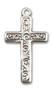 Extra Large Embellished Cross Pendant - Sterling Silver 1 3/8 x 3/4 0673YSS Extra Large Embellished Cross Pendant - Sterling Silver 1 3/8 x 3/4 0673YSS