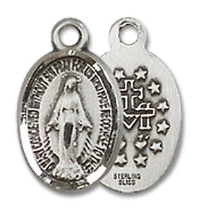 Miraculous Medal Charm - Sterling Silver Oval Pendant 0702MSS Miraculous Medal Charm - Sterling Silver Oval Pendant 0702MSS