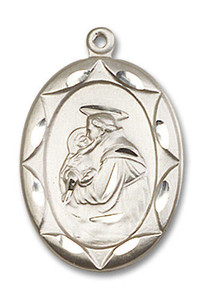 Large Embellished St Anthony Medal - Sterling Silver 1 x 5/8 Oval Pendant 0801DSS Large Embellished St Anthony Medal - Sterling Silver 1 x 5/8 Oval Pendant 0801DSS