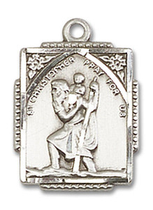 St Christopher Medal - Sterling Silver 3/4 x 1/2 Rectangular Pendant 0804CSS St Christopher Medal - Sterling Silver 3/4 x 1/2 Rectangular Pendant 0804CSS