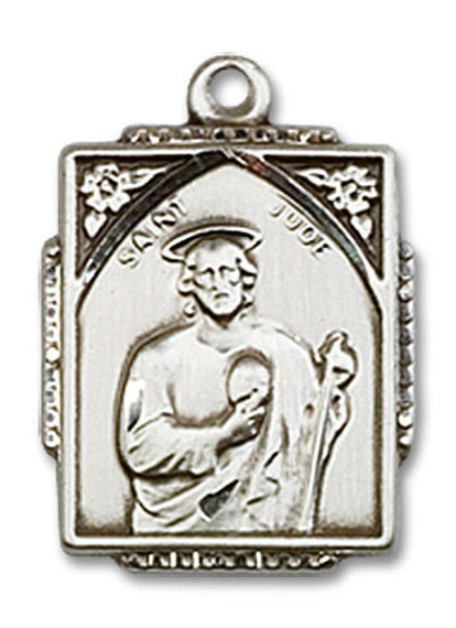 St Jude Medal - Sterling Silver 3/4 x 1/2 Rectangular Pendant 0804JSS