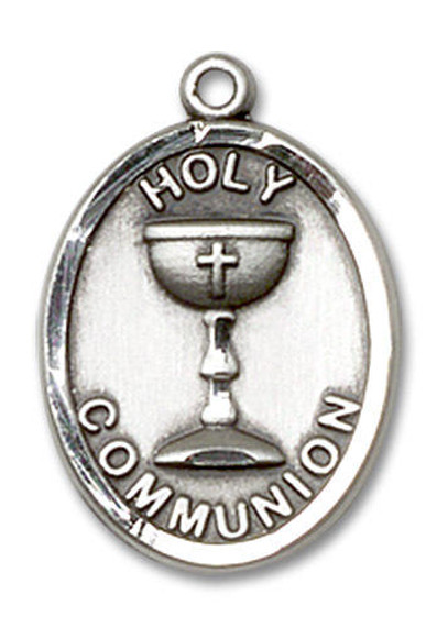 Holy Communion Medal - Sterling Silver Oval Pendant 2 Sizes