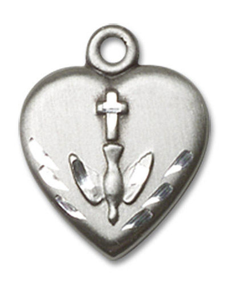 Confirmation Heart Pendant - Sterling Silver 5/8 x 1/2 0891SS
