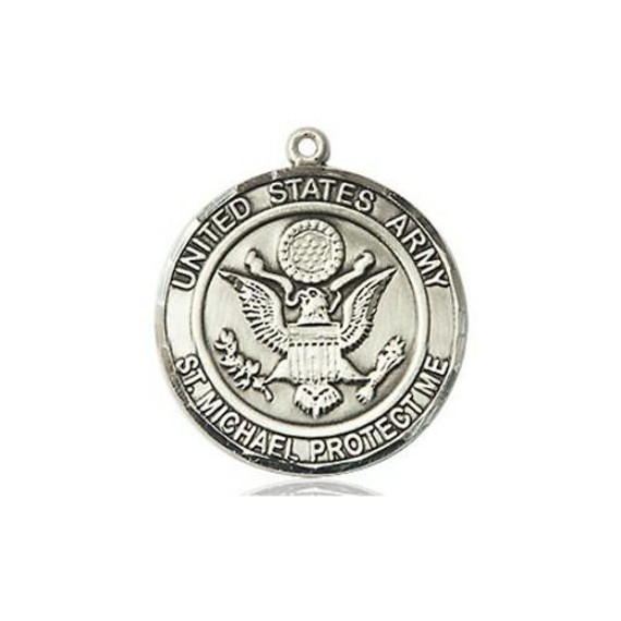 St Michael Army Medal - Sterling Silver Round Pendant 2 Sizes