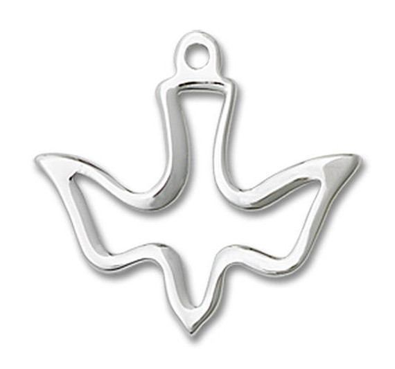 Cut Out Holy Spirit Dove Pendant - Sterling Silver 3/4 x 3/4 1510SS