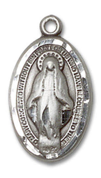 Miraculous Medal - Sterling Silver 5/8 x 3/8 Oval Pendant 1609SS