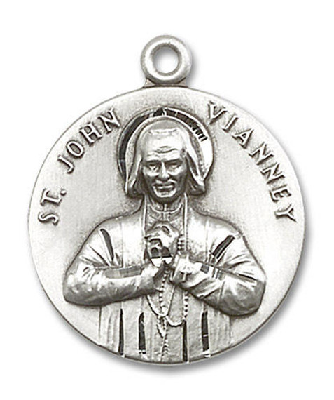 St John Vianney Medal - Sterling Silver Round Pendant 2 Sizes